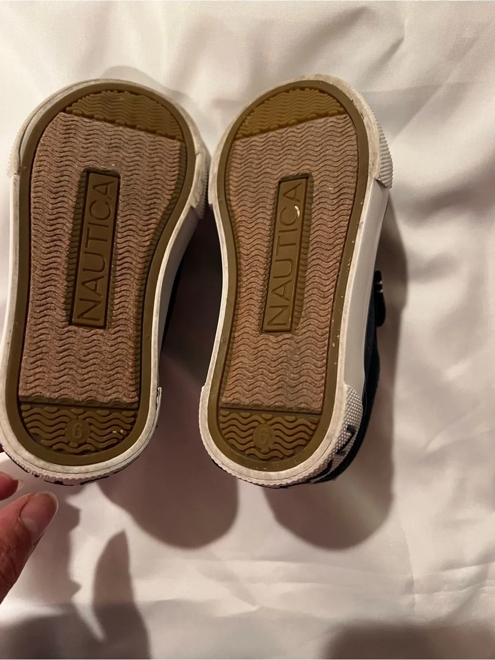 Nautica Navy Canvas with Leather Accent Velcro Toddler Sneakers Size 6